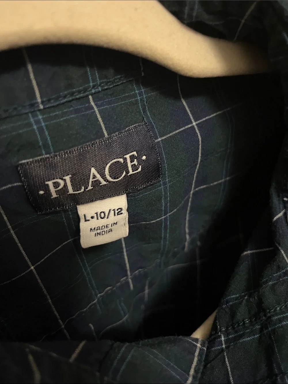 The Children's Place Navy and Green Plaid Button-Down Shirt